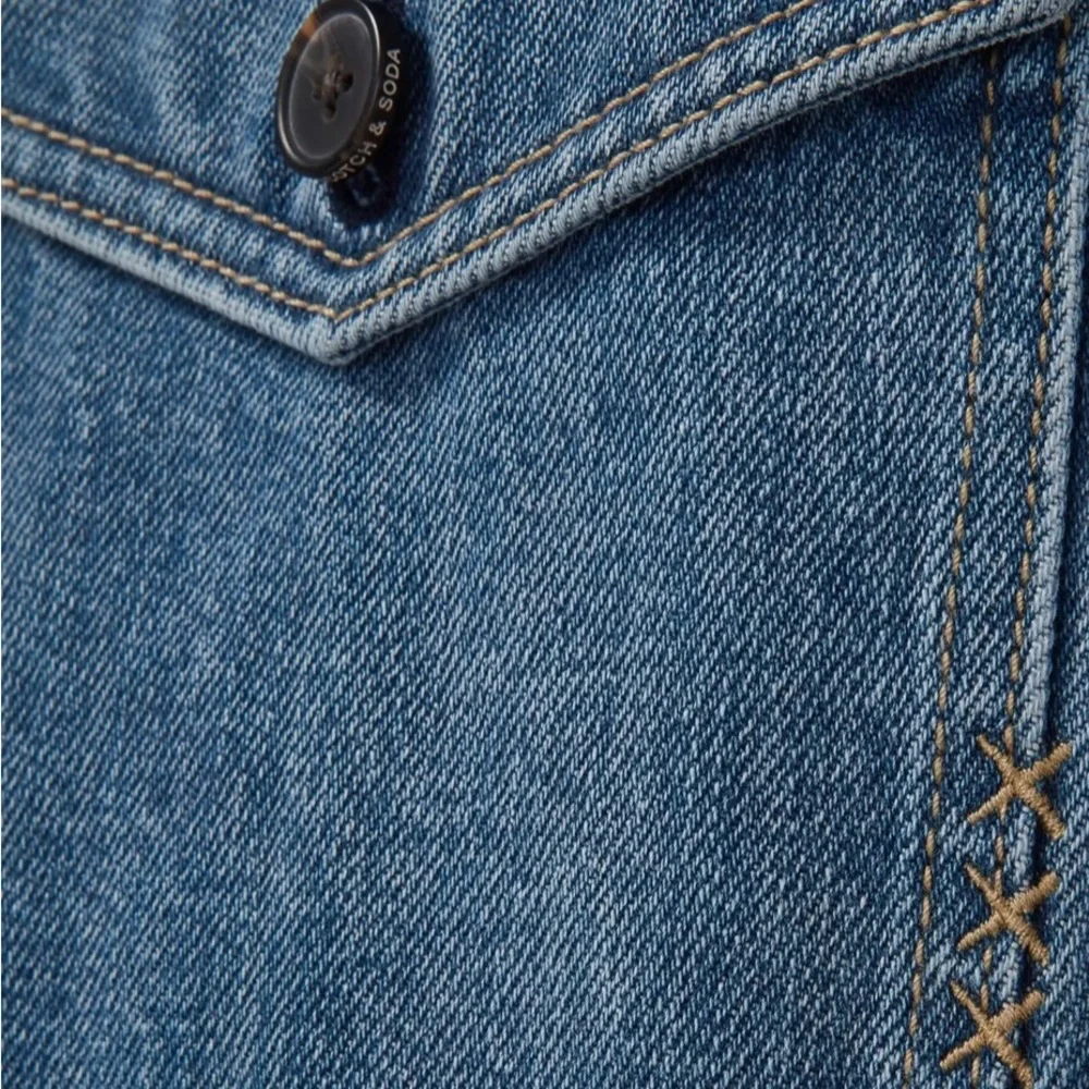 NEW🌟Scotch & Soda Chore Crop Denim Jacket with corduroy at the collar and cuffs - Picture 5 of 8